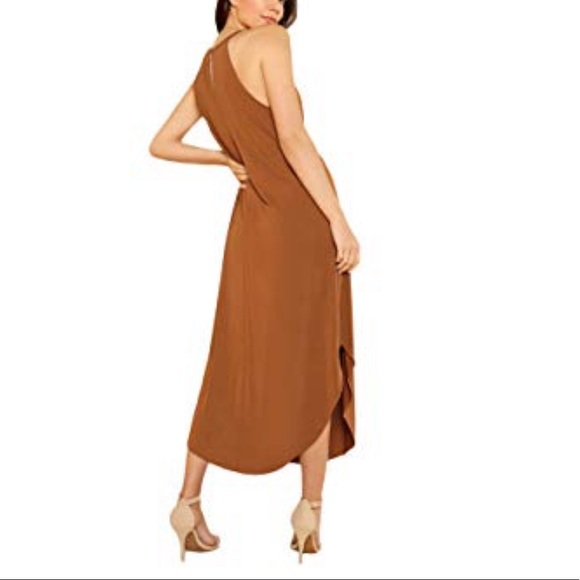 Jacinta Pretty In Rust Midi Asymmetrical Hem Dress - Picture 3 of 5